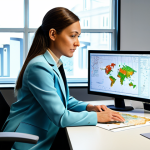 **

"A female geoscientist in professional attire, analyzing data on a computer screen in a modern office setting. The office is bright and features geological maps and models in the background. Fully clothed, appropriate attire, safe for work, perfect anatomy, natural proportions, professional, modest, family-friendly, high quality."

**