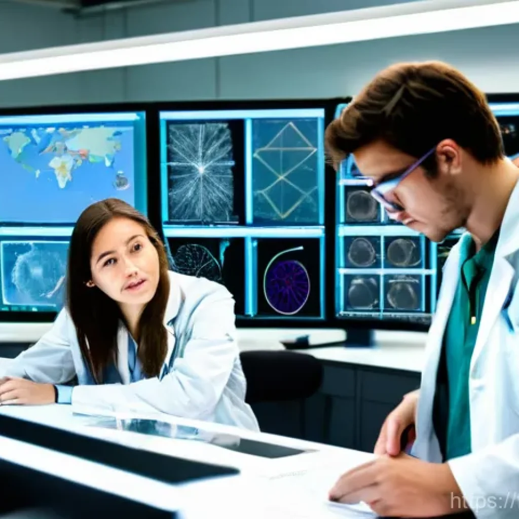 지구과학자 논문 발표 경험 - **Prompt:** "A diverse group of five young adult scientists, male and female, enthusiastically colla...