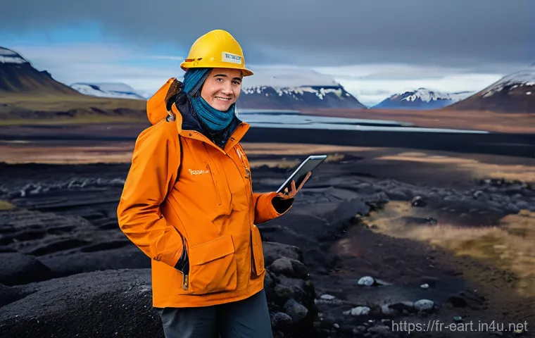 지구과학자 해외 취업 기회 - **Prompt 1: Geoscientist in Icelandic Geothermal Landscape**
    "A confident female geoscientist, i...