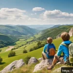 Home 22 지구과학자 비전공자에게 추천하는 공부법 - A detailed and educational outdoor scene showing a French countryside landscape with visible geologi...